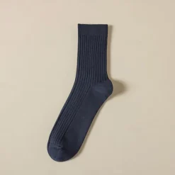 Discount OUKU Men's 1 Pair 100% Cotton Socks Black White Color Solid Color Medium Spring Fall Winter Knitwear Elegant