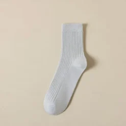 Discount OUKU Men's 1 Pair 100% Cotton Socks Black White Color Solid Color Medium Spring Fall Winter Knitwear Elegant