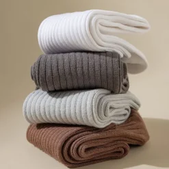Discount OUKU Men's 1 Pair 100% Cotton Socks Black White Color Solid Color Medium Spring Fall Winter Knitwear Elegant