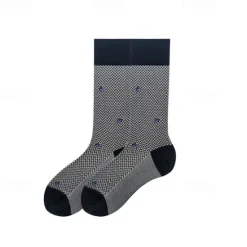 Clearance OUKU Men's 1 Pair Socks Color Plaid Plaid Checkered Geometry Formal Wedding Anniversary Thin Spring & Fall Knitwear Elegant Black