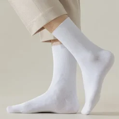 Discount OUKU Men's 1 Pair Socks Black White Color Solid Color School Formal Vacation Medium All Seasons Daily Casual
