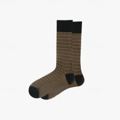 OUKU Men's 1 Pair Socks Blue Green Color Plaid Plaid Checkered Geometry Formal Wedding Anniversary Thin Spring & Fall Knitwear Elegant