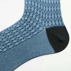 OUKU Men's 1 Pair Socks Blue Green Color Plaid Plaid Checkered Geometry Formal Wedding Anniversary Thin Spring & Fall Knitwear Elegant