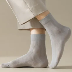 Online OUKU Men's 1 Pair Socks Casual Socks Black White Color Solid Color Hollow School Formal Wedding Mesh Hole Thin Summer Spring Fall All Seasons Elegant Daily