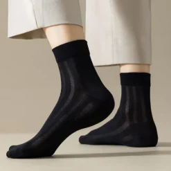 Online OUKU Men's 1 Pair Socks Casual Socks Black White Color Solid Color Hollow School Formal Wedding Mesh Hole Thin Summer Spring Fall All Seasons Elegant Daily