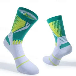 Best OUKU Men's 1 Pair Socks Running Socks Casual Socks Blue Green Color Color Block Sports & Outdoor Daily Vacation Basic Medium Spring Fall Fashion Casual
