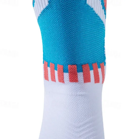 Best OUKU Men's 1 Pair Socks Running Socks Casual Socks Blue Green Color Color Block Sports & Outdoor Daily Vacation Basic Medium Spring Fall Fashion Casual