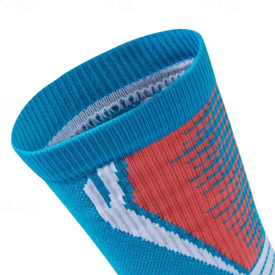 Best OUKU Men's 1 Pair Socks Running Socks Casual Socks Blue Green Color Color Block Sports & Outdoor Daily Vacation Basic Medium Spring Fall Fashion Casual
