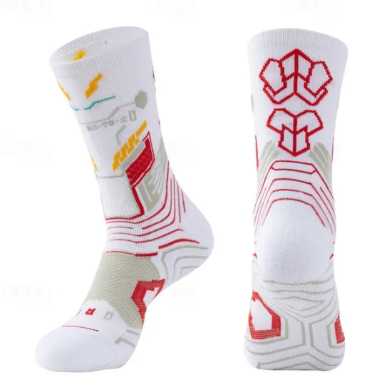 New OUKU Men's 1 Pair Socks Stockings Sport Socks / Athletic Socks Running Socks Black Red Color Print Vacation Sports & Outdoor Daily Basic Medium Spring Fall Fashion Casual