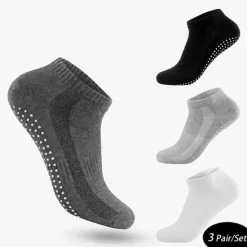 Hot OUKU Men's 3 Pairs Ankle Socks Black White Color Plain Casual Daily Basic Medium Summer Spring Fall Yoga Breathable