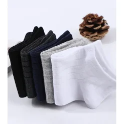 Outlet OUKU Men's 2 Pairs Ankle Socks Low Cut Socks Black White Color Plain Daily Wear Vacation Weekend Medium Summer Spring & Fall Stylish Casual