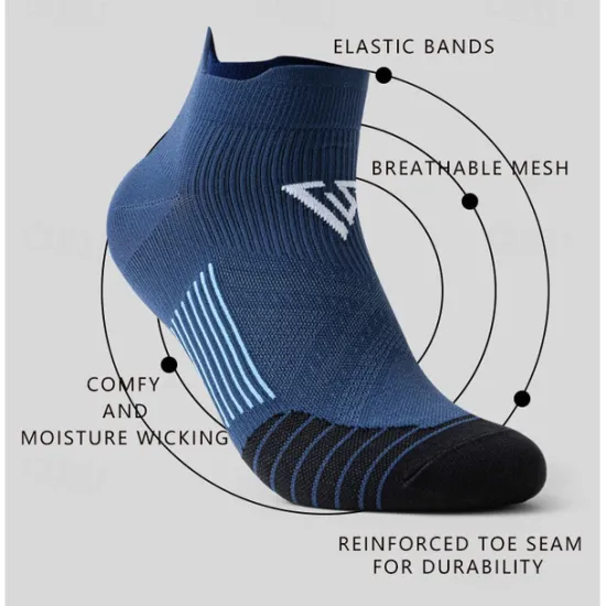 Outlet OUKU Men's 2 Pairs Ankle Socks Low Cut Socks Black White Color Running Socks Color Block Casual Daily Basic Medium Summer Spring Fall Breathable Stylish