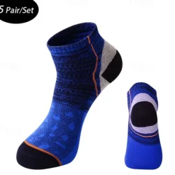 Online OUKU Men's 5 Pairs Ankle Socks Sneaker Socks Low Cut Socks Blue Light Grey Color Color Block Sports & Outdoor Casual Daily Medium Summer Stylish Classic