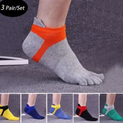 Outlet OUKU Men's 3 Pairs Ankle Socks Sport Socks / Athletic Socks Toe Socks Low Cut Socks Black Yellow Color Color Block Daily Wear Vacation Weekend Patchwork Medium Summer Spring & Fall Stylish Casual