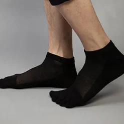 OUKU Men's 3 Pairs Ankle Socks Toe Socks Low Cut Socks Black White Color Plain Daily Wear Vacation Weekend Mesh Medium Summer Spring & Fall Stylish Casual