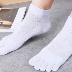 OUKU Men's 3 Pairs Ankle Socks Toe Socks Low Cut Socks Black White Color Plain Daily Wear Vacation Weekend Mesh Medium Summer Spring & Fall Stylish Casual