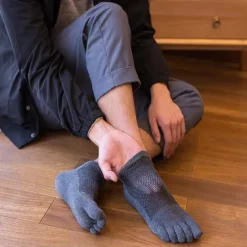 OUKU Men's 3 Pairs Ankle Socks Toe Socks Low Cut Socks Black White Color Plain Daily Wear Vacation Weekend Mesh Medium Summer Spring & Fall Stylish Casual