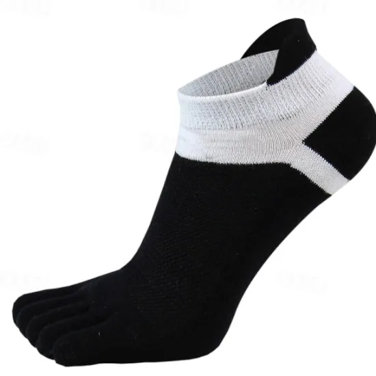 Clearance OUKU Men's 3 Pairs Ankle Socks Toe Socks Low Cut Socks Black White Color Color Block Daily Wear Vacation Weekend Mesh Medium Summer Spring & Fall Stylish Casual