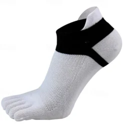 Clearance OUKU Men's 3 Pairs Ankle Socks Toe Socks Low Cut Socks Black White Color Color Block Daily Wear Vacation Weekend Mesh Medium Summer Spring & Fall Stylish Casual