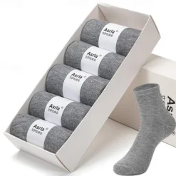 Best OUKU Men's 5 Pairs Black White Color Solid / Plain Color Office Casual Daily Spring Fall All Seasons Casual Socks Business