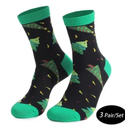 Sale OUKU Men's 3 Pairs Crew Socks Men Socks Xmas Socks White Pink Color Cartoon Christmas Casual Daily Basic Medium Fall Winter Thermal