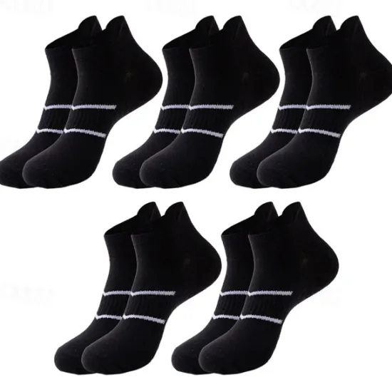 Clearance OUKU Men's 5 Pairs Multi Packs Socks Running Socks Casual Socks Black White Color Plain Vacation Sports & Outdoor Daily Basic Medium Spring Fall Fashion Casual