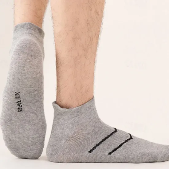 Clearance OUKU Men's 5 Pairs Multi Packs Socks Running Socks Casual Socks Black White Color Plain Vacation Sports & Outdoor Daily Basic Medium Spring Fall Fashion Casual
