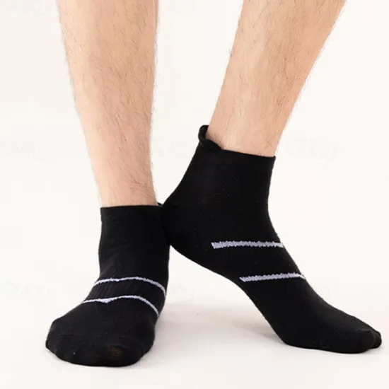 Clearance OUKU Men's 5 Pairs Multi Packs Socks Running Socks Casual Socks Black White Color Plain Vacation Sports & Outdoor Daily Basic Medium Spring Fall Fashion Casual