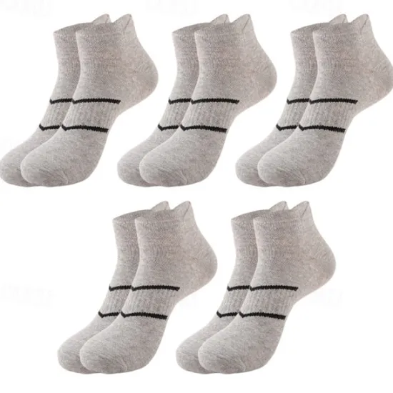 Clearance OUKU Men's 5 Pairs Multi Packs Socks Running Socks Casual Socks Black White Color Plain Vacation Sports & Outdoor Daily Basic Medium Spring Fall Fashion Casual
