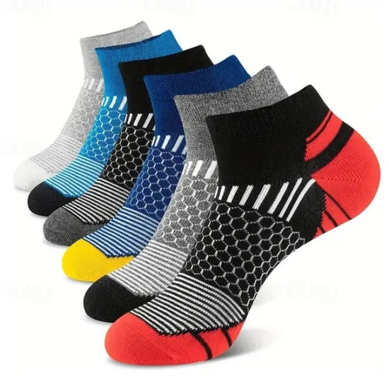 Discount OUKU Men's 6 Pairs Multi Packs Socks Running Socks Casual Socks Black White Color Geometic Sports & Outdoor Daily Vacation Basic Medium Spring Fall Fashion Casual