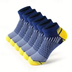 Discount OUKU Men's 6 Pairs Multi Packs Socks Running Socks Casual Socks Black White Color Geometic Sports & Outdoor Daily Vacation Basic Medium Spring Fall Fashion Casual