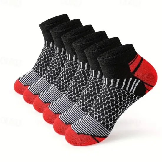 Discount OUKU Men's 6 Pairs Multi Packs Socks Running Socks Casual Socks Black White Color Geometic Sports & Outdoor Daily Vacation Basic Medium Spring Fall Fashion Casual
