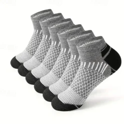 Discount OUKU Men's 6 Pairs Multi Packs Socks Running Socks Casual Socks Black White Color Geometic Sports & Outdoor Daily Vacation Basic Medium Spring Fall Fashion Casual