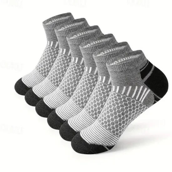 Discount OUKU Men's 6 Pairs Multi Packs Socks Running Socks Casual Socks Black White Color Geometic Sports & Outdoor Daily Vacation Basic Medium Spring Fall Fashion Casual
