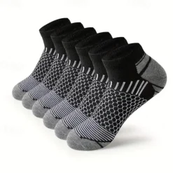 Discount OUKU Men's 6 Pairs Multi Packs Socks Running Socks Casual Socks Black White Color Geometic Sports & Outdoor Daily Vacation Basic Medium Spring Fall Fashion Casual