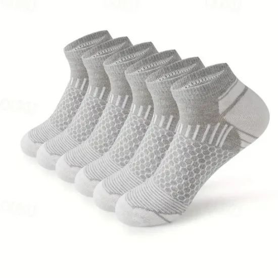 Discount OUKU Men's 6 Pairs Multi Packs Socks Running Socks Casual Socks Black White Color Geometic Sports & Outdoor Daily Vacation Basic Medium Spring Fall Fashion Casual