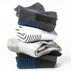 Online OUKU Men's 5 Pairs Multi Packs Socks Running Socks Casual Socks Black White Color Stripes Vacation Sports & Outdoor Daily Basic Medium Spring Fall Fashion Casual