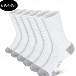 New OUKU Men's 6 Pairs Multi Packs Socks Running Socks Casual Socks Black White Color Color Block Sports & Outdoor Daily Vacation Basic Medium Spring Fall Fashion Casual