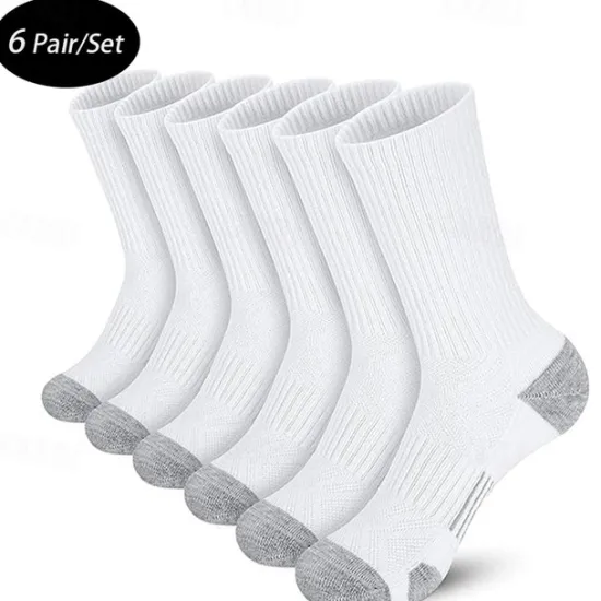 New OUKU Men's 6 Pairs Multi Packs Socks Running Socks Casual Socks Black White Color Color Block Sports & Outdoor Daily Vacation Basic Medium Spring Fall Fashion Casual