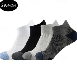 Clearance OUKU Men's 5 Pairs Multi Packs Socks Running Socks Casual Socks Black White Color Color Block Sports & Outdoor Daily Vacation Basic Medium Spring Fall Fashion Casual