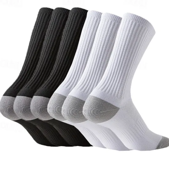 New OUKU Men's 3 Pairs Multi Packs Socks Running Socks Long Socks White+White+Black Black Color Color Block Sports & Outdoor Daily Vacation Basic Medium Spring Fall Fashion Casual