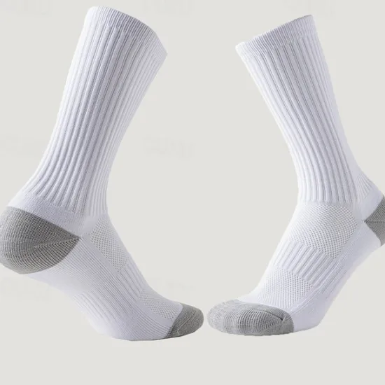 New OUKU Men's 3 Pairs Multi Packs Socks Running Socks Long Socks White+White+Black Black Color Color Block Sports & Outdoor Daily Vacation Basic Medium Spring Fall Fashion Casual