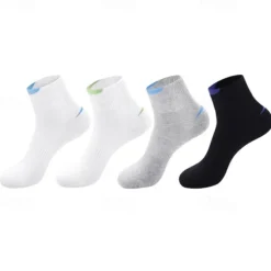 Clearance OUKU Men's 4 Pairs Multi Packs Socks Crew Socks Running Socks Casual Socks Black Blue Color Color Block Vacation Sports & Outdoor Daily Basic Medium Spring Fall Fashion Casual