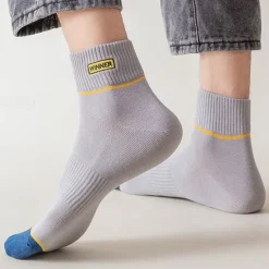New OUKU Men's 5 Pairs Multi Packs Socks Running Socks Casual Socks Black White Color Color Block Vacation Sports & Outdoor Daily Basic Medium Spring Fall Fashion Casual