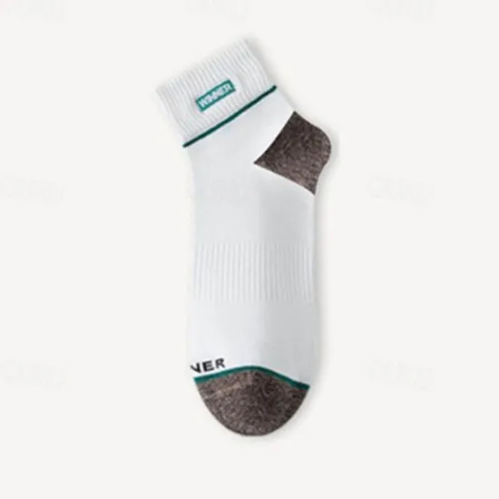New OUKU Men's 5 Pairs Multi Packs Socks Running Socks Casual Socks Black White Color Color Block Vacation Sports & Outdoor Daily Basic Medium Spring Fall Fashion Casual