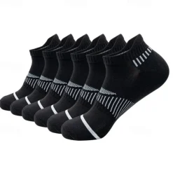 New OUKU Men's 6 Pairs Multi Packs Socks Running Socks Casual Socks Black White Color Striped Vacation Sports & Outdoor Daily Basic Medium Spring Fall Fashion Casual