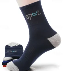 New OUKU Men's 4 Pairs Multi Packs Socks Crew Socks Running Socks Casual Socks Black White Color Color Block Plain Vacation Sports & Outdoor Daily Basic Medium Spring Fall Fashion Casual
