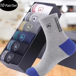 Hot OUKU Men's 10 Pairs Multi Packs Socks Crew Socks Running Socks Casual Socks Color Plain Vacation Sports & Outdoor Daily Basic Medium Spring Fall Fashion Casual Rainbow