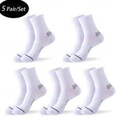 Online OUKU Men's 5 Pairs Multi Packs Socks Running Socks Casual Socks Black White Color Stripes Vacation Sports & Outdoor Daily Basic Medium Spring Fall Fashion Casual