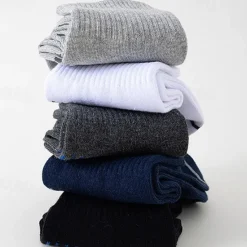 Online OUKU Men's 5 Pairs Multi Packs Socks Running Socks Casual Socks Black White Color Stripes Vacation Sports & Outdoor Daily Basic Medium Spring Fall Fashion Casual
